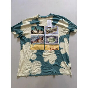 Guess Men's Blue More Vibes Tie-Dye Graphic Tee Large 100% Cotton NWT
